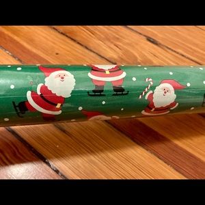 🎄 Christmas Closeout! 🎅 Vintage HALLMARK Skating Santa Wrapping Paper Gift Wrap